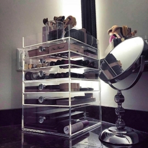 Clear acrylic makeup organizer with drawers 