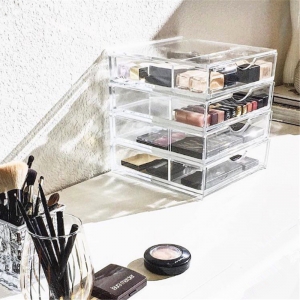 Clear Acrylic Makeup Organizer With 4 Drawers 