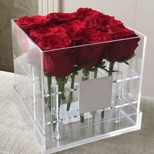 Custom Design Acrylic Flower Bouquet Roses Packaging Box 