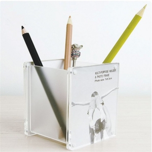 New fashion Clear Acrylic Pencil Box With Photo Frame 