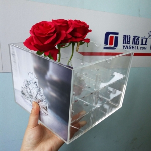 Acrylic fancy photo album flower gift box 