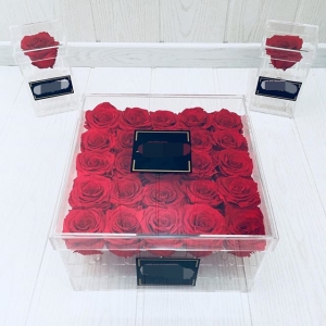 Wedding Deluxe Crystal 25 Roses Box Custom Acrylic Signature 25 Bloom Box 