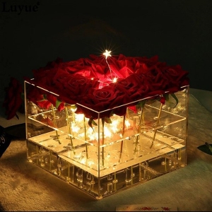 square clear acrylic flower box wedding luruxy rose box