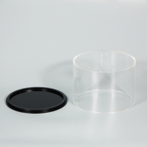Round Acrylic Storage Box with Black Base 