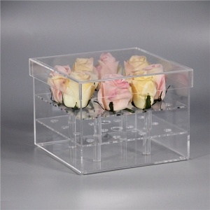 Special Customized clear 16 rose Acrylic Flower Box 
