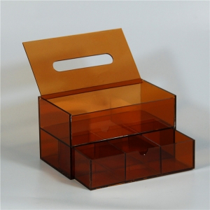 Color Acrylic Tissue Box with Makeup Drawer 