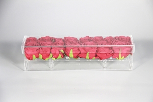 Long Rectangular Acrylic Rose Box For 12 Roses 