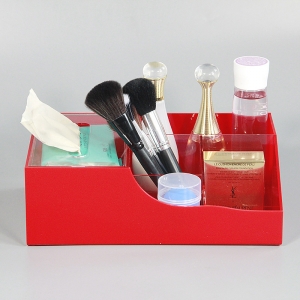 Red Custom Plexiglass Makeup Organizer Case 