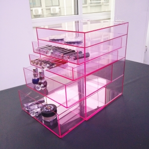 Pink 5 drawers acrylic cosmetic organizer wholesale 