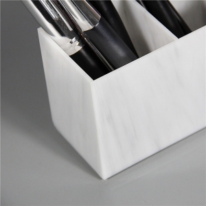 Marble 3 dividers acrylic lucite brush holder 