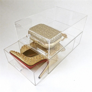 Two tiers clear acrylic shoe display case 