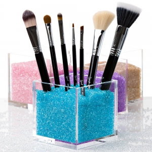 Clear acrylic cute makeup brush cup holder 