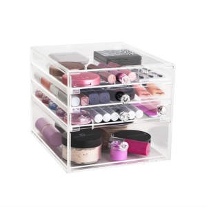 4 drawer acrylic clear makeup organizer 