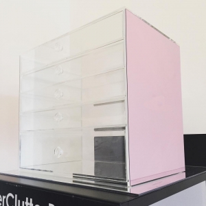 Pink mirror acrylic cosmetic makeup organizer 