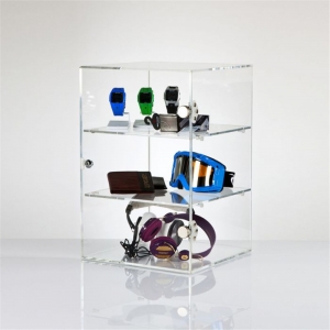Clear acrylic display case with lock for phone accessories 