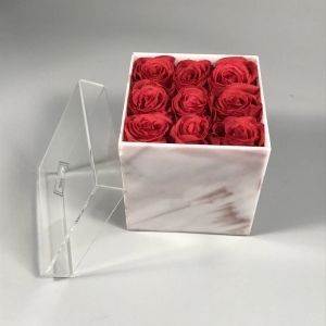 Acrylic handmade marble preserved flower rose gift box 
