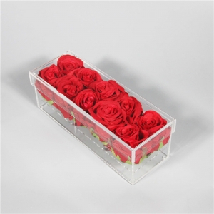 Clear rectangle acrylic rose preserved display box 