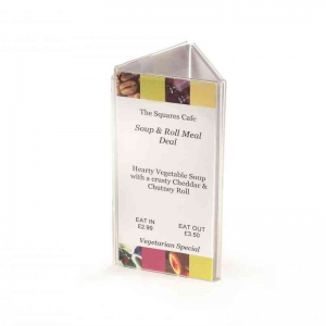 Clear acrylic menu holders with 3 faces 