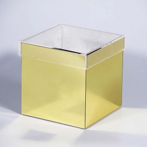 Gold mirror glossy acrylic preserved roses display box 