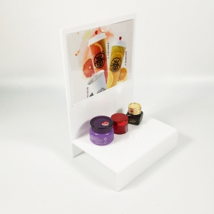 White acrylic food cosmetic display stand 