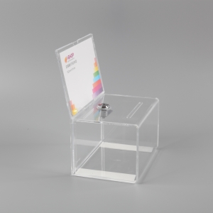 Clear Acrylic Ballot Box With Sign Plexiglass Donation Organizer with lock 