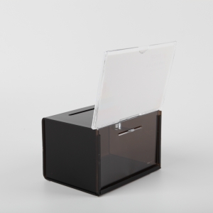 Black Deluxe Acrylic Ballot Box Plexiglass Donation Box with sign and lock 