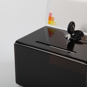 Black Deluxe Acrylic Ballot Box Plexiglass Donation Box with sign and lock 