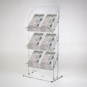 Clear floor acrylic lounge newspaper holder 