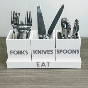 Acrylic silverware and napkin caddy eating utensil organizer 