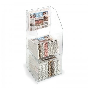 clear acrylic newspaper display rack plexiglass 2 tier display holder 
