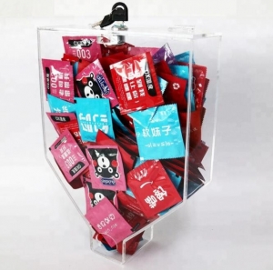 China factory Customized acrylic Condom Dispenser with lock 