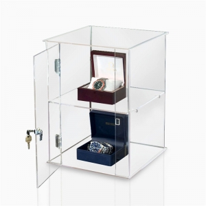 2 tier clear transparent acrylic showcases lucite large display cabinet 