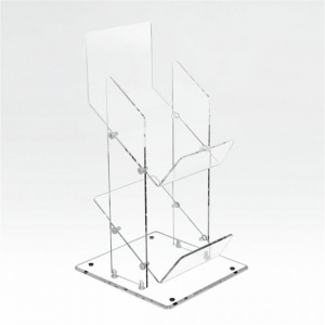 2 tier acrylic floor display rack lucite newspaper display stand 
