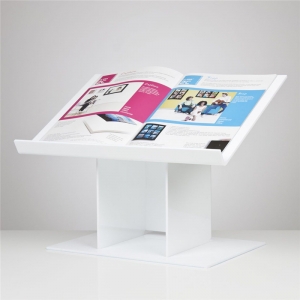 white mini acrylic portable countertop lectern for office use 