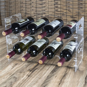 Stackable 3 tiers clear acrylic wine bottle rack 