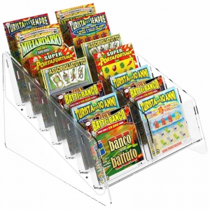 7 tier clear acrylic countertop scratch card display 
