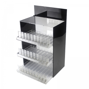 customize retail case 10ml 30ml E-liquid tray clear acrylic liquor bottle display stand with pusher 