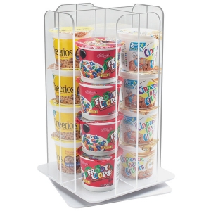 Manufacture Clear Acrylic 4-Section Revolving Cereal Cup Organizer 