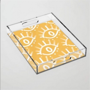 Decorative acrylic tray with illustrated insert 15x15cm 