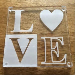 wholesale love letter clear personalised acrylic cut coasters 