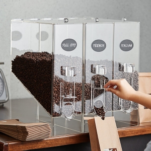 Manufacture Acrylic coffee Bean Dispenser with 3 compartments 