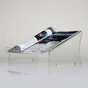 Angled custom acrylic lectern perspex magazine holder 
