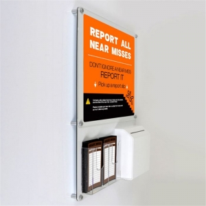 Office wall mounted persex display board with suggestion box 