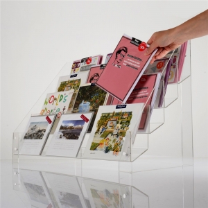 4 tiers transparent desktop acrylic greeting card display stand 