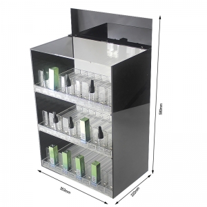 Black 3 tiers acrylic lucite vape cigarette display cabinet 