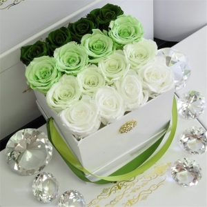 Square rigid paper flower gift box for gift 