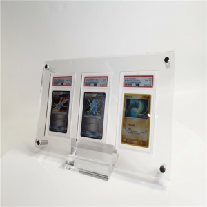 Clear wall mounted lucite acrylic Pokemon card 3 PSA holder frame 