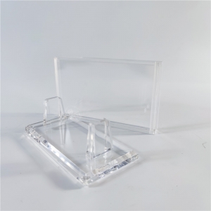 Transparent acrylic single PSA display case box with base 
