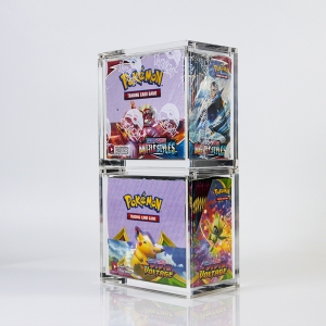 Stacking modern and vintage Pokemon magnetic acrylic booster box display case 