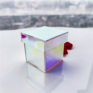 Iridescent color acrylic rose box perspex flower cases 